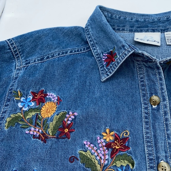 Vintage Bobbie Brooks Embroidered Cotton Shirt - Medium - Picture 6 of 8
